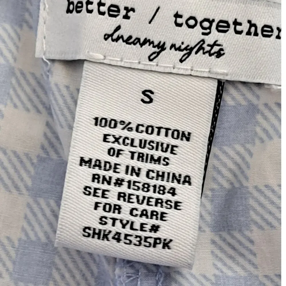 Better Together Dreamy Nights Boxer Shorts Sleepwear Blue White Gingham Small - Picture 8 of 8